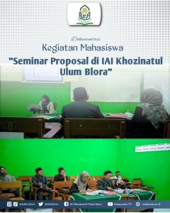 IAIKUPers - Monday (13 November 2023) students from the IAI Khozinatul Ulum Blora Faculty of Teacher Training Tarbiyah took part in a proposal seminar in classrooms A1 and A3. It is known that a proposal seminar is a legal requirement before a thesis trial, because getting a bachelor's degree is not an easy thing. It definitely requires a lot of struggle and focus to optimize the final results. Arim Irsyadulloh Albin Jaya, M.Pd as Dean of the Tarbiyah Faculty & Teacher Science says" We have actually opened the Sempro exam according to the FITK program calendar as of April 2 November 2023, but enough to wait 2 The court sessNovemberlly took place 13 November 2023 This can only be done for the first session of the academic year 2023/2024 .We plan to close registration for Sempro FITK on the following date 30 December 2023." said the Dean of the Faculty of Teacher Training and Education. " " It is the hope of student examiners to be able to write proposals well in accordance with the rules for writing scientific papers at IAI Khozinatul Ulum Blora, can understand the contents of the proposal so that in practice students are truly prepared and understand the steps to go into the field in the process of searching for data and processing the results of the data obtained to become a research report called a thesis. Because the thesis is a requirement to obtain a bachelor's degree in SI at the IAI Khozinatul Ulum Blora Faculty of Teacher Training Tarbiyah. However, It's not enough to just complete the thesis. but students also have to change the results of their thesis to become articles that will be published in their respective study program journals. " addition". Information : Yusron Ridho Nurfatoni