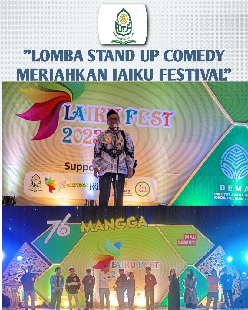 IAIKupers- The Stand Up Comedy competition is an interesting form of entertainment for visitors to the IAIKU Festival. This competition took place on the main stage of Graha Nusantara, Jum'at (22/12/2023). Koordinator lomba Stand Up Comedy, M. Narendra, explained that this competition was being followed 14 participants of all ages 19-40 year. It is hoped that Stand Up Comedy can foster the spirit of comics through stand up comedy. And of course the theme or material of this stand up comedy is without offending Sara. Because the assessment will be seen from the originality of the material, cuteness and appearance," explained one of the Committee. Narendra also explained, The participants will appear one by one for the maximum time duration 10 minutes for each participant. The competition featured two judges who were experienced comics. They are Endi Rizal and Khoirina Nur Salamah. The material and jokes presented are not far from the world of life. The event received a positive response from the IAI Khozinatul Ulum Blora academic community . They were enthusiastic to see the participants who appeared. After going through the assessment process, three winners were announced. They are D Albin Alfin Afandi as the champion 3, Lidarto's brother as champion 2 and champion 1 achieved by Bumi Santoso. Information: Yusron Ridho Nurfatoni