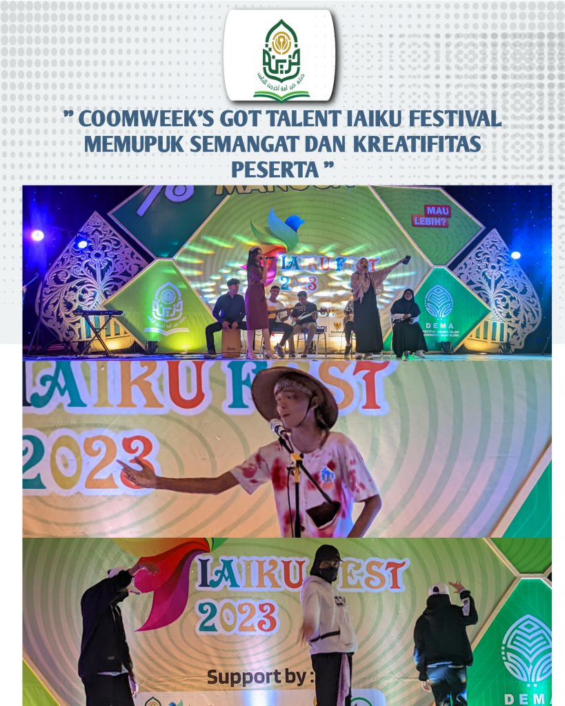 IAIKU Press- In the IAIKU Festival Event, IAI Khozinatul Ulum Blora held talent search activities through an event called Got Talent, Friday (22/12/2023), at Graha Nusantara. The event was opened by a modern dance performance performed by IAI student Khozinatul Ulum Blora. This event was attended by dozens of participants who showcased their respective talents, such as singing, musicalization of poetry, Dance, dance, drama, story telling in English and Arabic. At the Got Tellen event there were guest stars, namely Mrs. Ainia Sholichah as the wife of the Regent of Blora and Sis Mbak Yu Blora. Participants can express their talents through various media, starting from visual arts to innovative ideas that can open minds. This competition not only provides a platform for new students to show their skills, but also provides an opportunity for them to gain recognition for the dedication and creativity they instill. The atmosphere of the Got Talent event is quite exciting. Students who were spectators of the event were very enthusiastic about providing encouragement to their fellow participants. The atmosphere of the auditorium was even more excited by the sound of cheers and applause from the audience. Ibu Ainia Sholichah,expressed his pride in this event, especially the lecturers and thanked the IAKU Festival committee for inviting me to this event. The hope is that this activity will not only be a form of student work but also educate the general public that art is not just about studying theory., but also learn practice. Salma Nabila as the chief executive also said that the IAIKU Got Talent Festival was a useful and enjoyable event, so that the people of the city of Blora who have diverse talents can channel them so that they are published and known to many groups. In the middle of the competition, the Got Talent participants were punctuated by a performance from the Khiznaya band Albana in collaboration with one of Mbakyu Blora.. After going through the assessment process,It doesn't feel like a beat 23.40 , The time has come for the announcement of the Got Talent champions, including the champions 1 won by Farra dinda, champion 2 achieved by Break Chedok and champion 3 won by brother Adnan, juara ke 4 achieved by pearls, juara ke 5 achieved by Safitri, juara ke 6 achieved by Muhammad Sofa, juara ke 7 achieved by black sedo, juara ke 8 achieved by Dita Lutfia, jchampion to9 achieved by Kalista and champion 10 achieved by Andre. Information: Yusron Ridho Nurfatoni