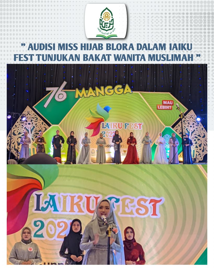 IAIKUPers- Saturday (23 November 2023) MIIS HIJAB BLORA semi-final event 2023 which was attended by student participants and was successfully held by the IAIKU Festival Committee, at Graha Nusantara. They come from students and college students. These participants studied at the Khozinatul Ulum Blora Islamic boarding school, IAI Al-Muhammad Cepu, STAI Muhammadiyah Blora and UIN Walisongo Semarang. It is known that in this semifinal round there is 13 participants who passed. And in this semifinal round, the finalists were asked a question by taking a piece of paper in a large bowl provided by the committee.. At the Miss Hijab Beauty audition, there was a guest star from Miss Yu Blora, Blora Regency Tourism Ambassador and Miss Moeslimah 2023 The enthusiastic audience was very impressed, when the Miss Beauty finalists came forward on the competition stage and introduced themselves. On the occasion of the semi-final round for Miss Hijab, the finalists were given a challenging question regarding moral values, How women wear the hijab in the current era and cases in women's lives. After being selected in the initial round, they are declared 3 The finalists who qualified for the Alhamdulillah zone and automatically entered the final round included Arifa Indriani, Safiatun Khofifah and Khofifah Azmi Kencana. Before entering the next round there was a solo vocal performance delivered by Fadila, a student from Islamic Religious Education and a finalist , The room became enthusiastic and they even asked for song requests. Entering the top 3 big miss hijab beauty, The competition was very hot because the finalists who passed were challenged with Spich material to present during 2 minute. In this Spich material, finalists must show the potential to answer questions regarding women's problems in the current era, be a strong woman, how to deal with harsh criticism and the finalists have to show off the talents they have. In this round Arifa Indriani presented an English speech, Shafiatun Khofifah displays storytelling 4 languages ​​include English, Japan, Mandarin and Korean, while Khofifah Azmi displays his talent by singing. Interrupted to the top announcement 3 big, There is a performance from Kakang Mbakyu, Blora Regency, they provide motivation to the attendees who come to the IAIKU Fest event. After they struggled hard in competing, they finally arrived at the end of the announcement, miss hijab Blora 2023 including Renner up 1 achieved by Shofiatun Kencana, Renner up 2 achieved by Khofifah Azmi Kencana and Renner up 3 achieved by Arifah Indriani. Information: Yusron Ridho Nurfatoni