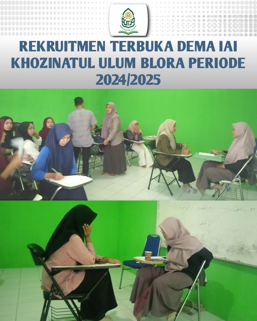IAIKUPers- Monday (8 Januari 2024) After the election of Lista Nur Sholehah and Lutfia Ainun Nimah as mandataries of DEMA IAI Khozinatul Ulum Blora. Now they are holding open recruitment. In general, Open Recruitment is a selection to recruit qualified and worthy human resources to be appointed as members or occupy a position in the organization.. Dema year open recruitment process 2024 This was carried out in the B3 classroom for the purpose of holding this open recruitment, with the hope that participants who register can find new experiences and discover hidden potential within themselves in the Executive Council Organization in particular. This series of open recruitment activities is carried out offline or face to face. It was recorded that dozens of students took part. In its implementation, These activities are divided into: 2 level in the interview, Extension classes are held on Sundays (7 Januari 2024) Meanwhile, regular classes are held on Mondays (8 Januari 2024). In the open recruitment selection, Dema candidate applicants must take part in the selection process by interview. For the interview stage they get questions about the purpose of joining this organization, the experience and skills they have. and it is planned that the results of participants who have passed the open recruitment selection for Dema administrators will be announced no later than WedJanuary(10 Januari 2023). Information : Yusron Ridho Nurfatoni