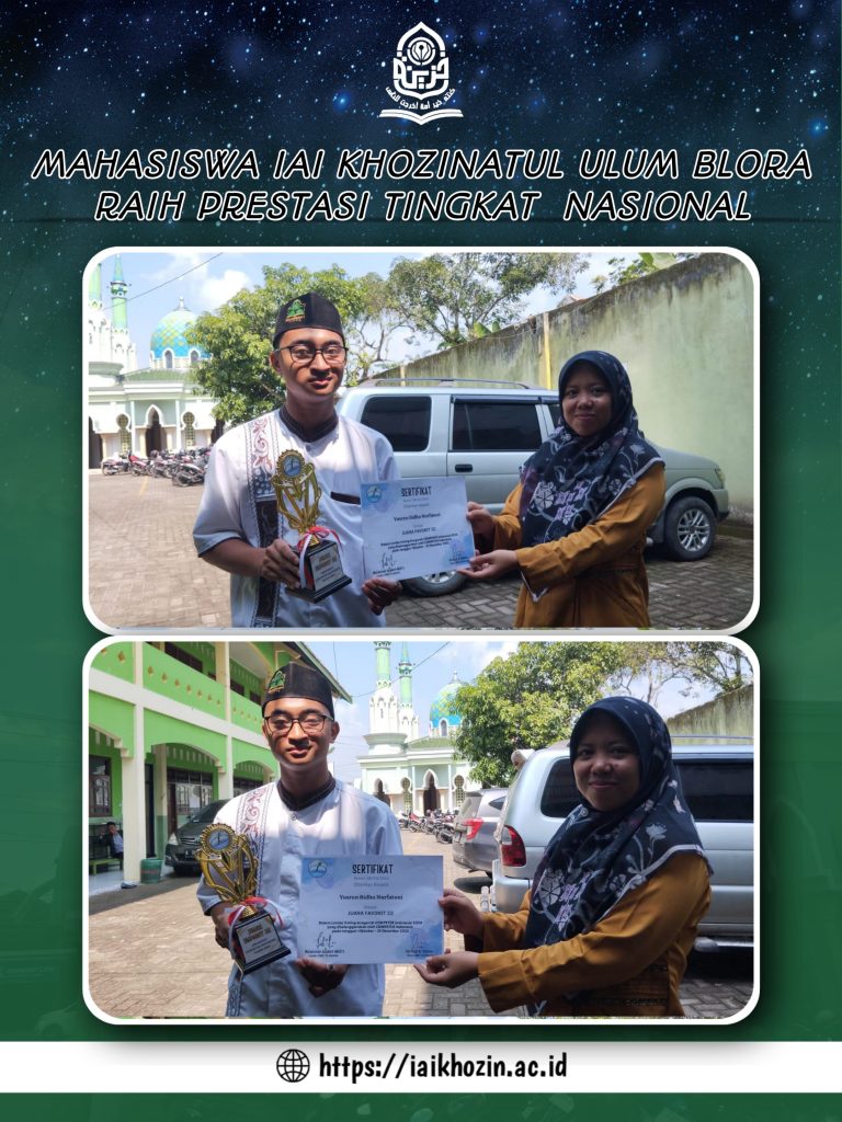 IAIKUPers-Islamic Religious Education Students of IAI Khozinatul Ulum Blora again made achievements at the national event. The student is Yusron Ridho Nurfatoni. He managed to bring home dozens of champions from twelve different events. This championship achievement was conveyed to Siti Nurkayati M,Pd. as Head of Islamic Religious Education Study Program, Tuesday (20 February 2024). Confirmed after the meeting, This student from the Islamic Religious Education Study Program explained that he had participated in national level writing events 3 last month. and was crowned as champion including the third favorite winner of the 2024 Indonesian Competer Award Voting Contest, Ranking 12 Indonesian Competer Award, juara 2 cipta puisi, The award for the most diligent answerer organized by Competer flying pen, juara 1 polling, juara 3 guess the surah, juara 2 Quiz tebak surah, Winner with the best score following the story question poll, Winner of the best score in the quiz activity polSurah guessing quiztebak surah, got the 2nd best score on memorized deposits,juara 3 Surah guessing quiz organized by the Sraddha Pondok Group, juara 1 Word arrangement games, juara 2 poetry creation competition, juara 3 Coloring games organized by Lentera Sastra, juara 1 from the author of the Short Story Anthology, juara 1 from the author of the quotes anthology, juara 2 from the author of a poetry anthology organized by the Luna Literasi community, juara 1 event Adu Gombal, juara 2 creative edit, juara 2 Smart Cermat event organized by the Blue Roses Aucreate poetrymmunity, Juara 1 cipta puisi, juara 3 Cipta Cermin organized by the Indonesian sharing community, juara 1 generally creates poetry, Champion 1 Common Quotes, juara harapan 1 guessing event, jucontender poster organized by the Planet Literasi community, juara 1 mini story making competition, juara 3 greeting card making competition with the CreachampionWriting Community, juara 3 Greeting Card Competition organized by the Indonesian Media Literacy community and crowned champion 2 Create quotes organized by the Learning to Work community. To get that achievement, he must prepare thoroughly, especially in mastering the material and writing skills of course. "Seeing that this event is on the national stage,"needs careful preparation in advance," he explained. This fourth semester student's participation in the competition was not without reason. He wants to gain experience, as a medium for honing skills and evaluating self-competence. “From this competition I can gain experience, You can learn more deeply about the profession of a writer and journalist from among the writers- great writer in this country," he added. This competition is not just a competition, but also as a trigger for enthusiasm to initiate new ideas related to problems observed around them,because this performance is one of the initial steps that motivates me to continue working, contribute to the world of literacy and knowledge. Finally, he hopes, This achievement can inspire other students, to take part in various competitions in the future, he concluded."